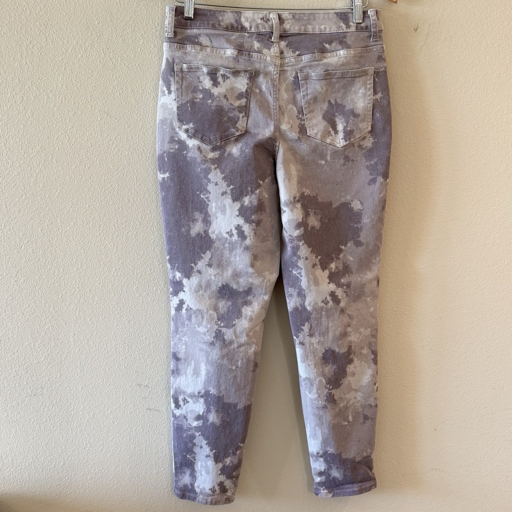 LOGO Lori Goldstein Tie Dye Stretch Twill Skinny Ankle Jeans Womens 8 Lagenlook - Picture 2 of 9
